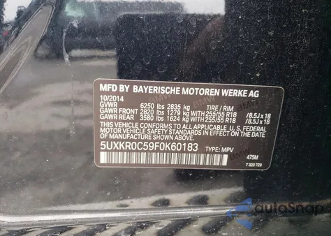 2015 BMW X5 xDrive35I z USA, uszkodzony, nr VIN 5UXKR0C59F0K60183